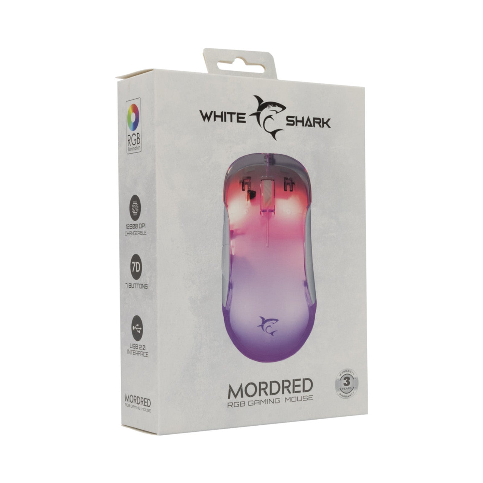 Optical USB Gaming Mouse 12800 Dpi 7 Keys LED Backlight RGB White, MORDRED - Librairie Oxford City