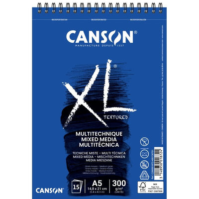 Album Canson XL Mixed Media Textured – A5 – 15 feuilles – 300 g/m² – Grain Moyen