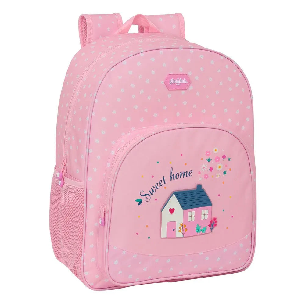 Sac à dos enfant Glowlab Sweet Home rose et bleu avec poches latérales en filet