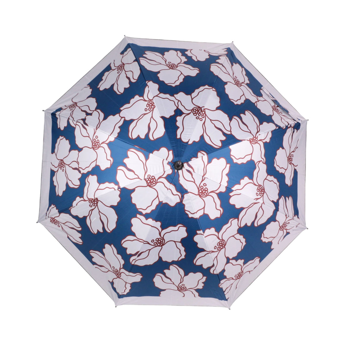 Parapluie Adulte à Motif Floral — Bleu, Blanc & Rouge