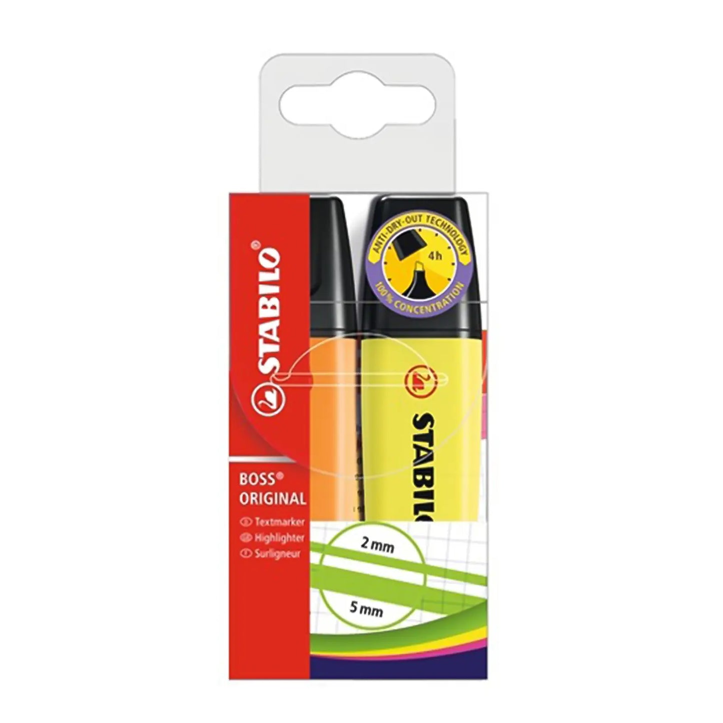 ⚡ STABILO BOSS ORIGINAL – Duo Fluo Pack (x2) 💛 + 💚 / 💙 / 🧡 - Librairie Oxford City