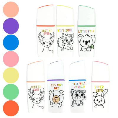 ✨ CoolSchool – Mini Highlighters Kids Edition 🐰🦌🐻🐱🦘🐨 (7,5 x 2 cm) - Librairie Oxford City