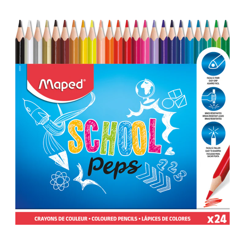 Maped Pixel Party - 12 Crayons de couleur en pochette carton - Librairie Oxford City