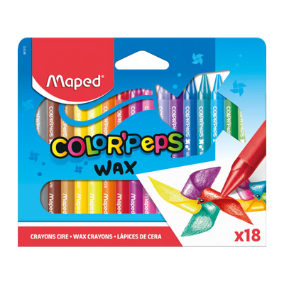 Maped - Crayon de Cire Color'Peps Wax, Étui Carton de 18 - Librairie Oxford City