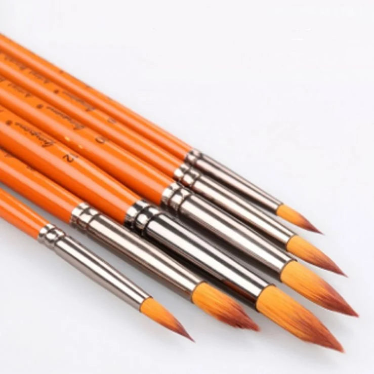 Pochette 6 Pinceaux Ronds — Manches Longs Bois