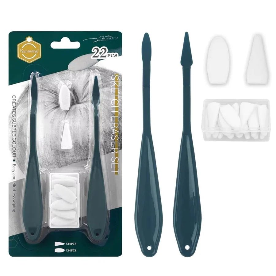 Keep Smiling - Set d'Effaces Sketch avec Spatule et Embouts — 22 pièces - Librairie Oxford City