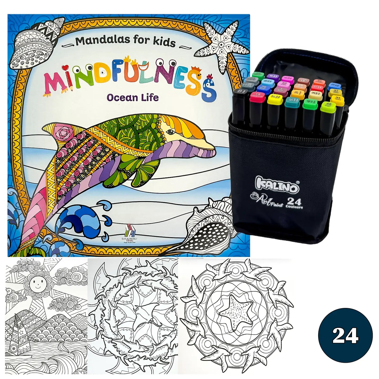 🧘‍♀️ Pack Mandalas + Crayons Graphic Marker — Mindfulness Kids - Librairie Oxford City