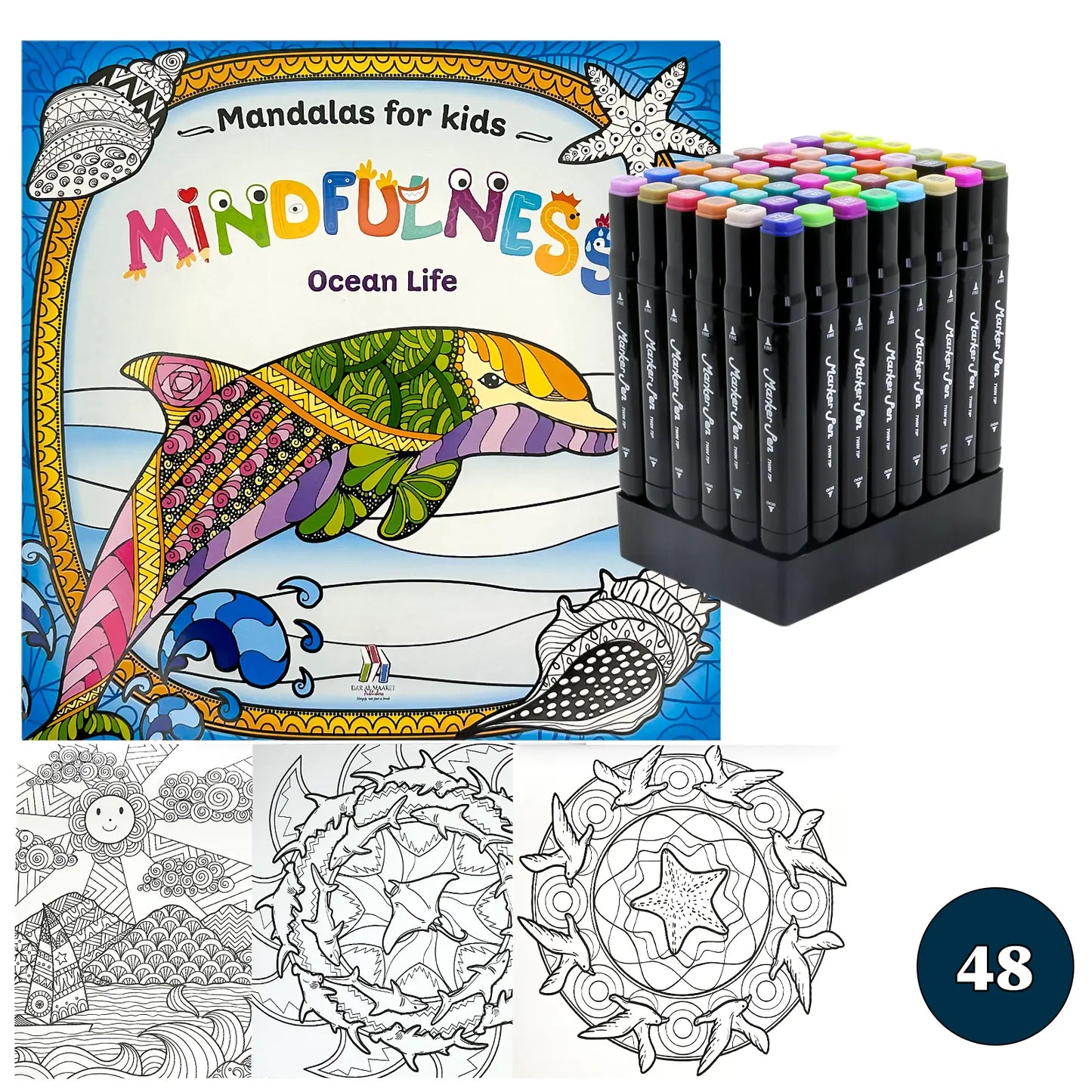 🧘‍♀️ Pack Mandalas + Crayons Graphic Marker — Mindfulness Kids - Librairie Oxford City