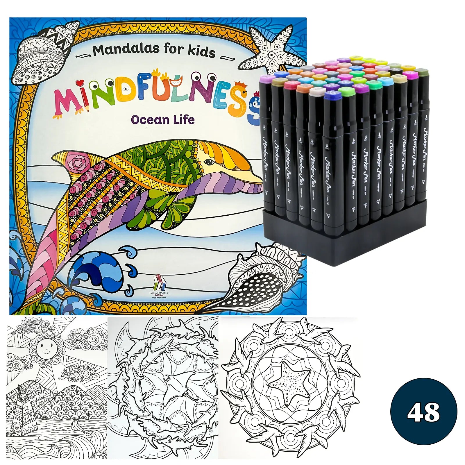 🧘‍♀️ Pack Mandalas + Crayons Graphic Marker — Mindfulness Kids - Librairie Oxford City