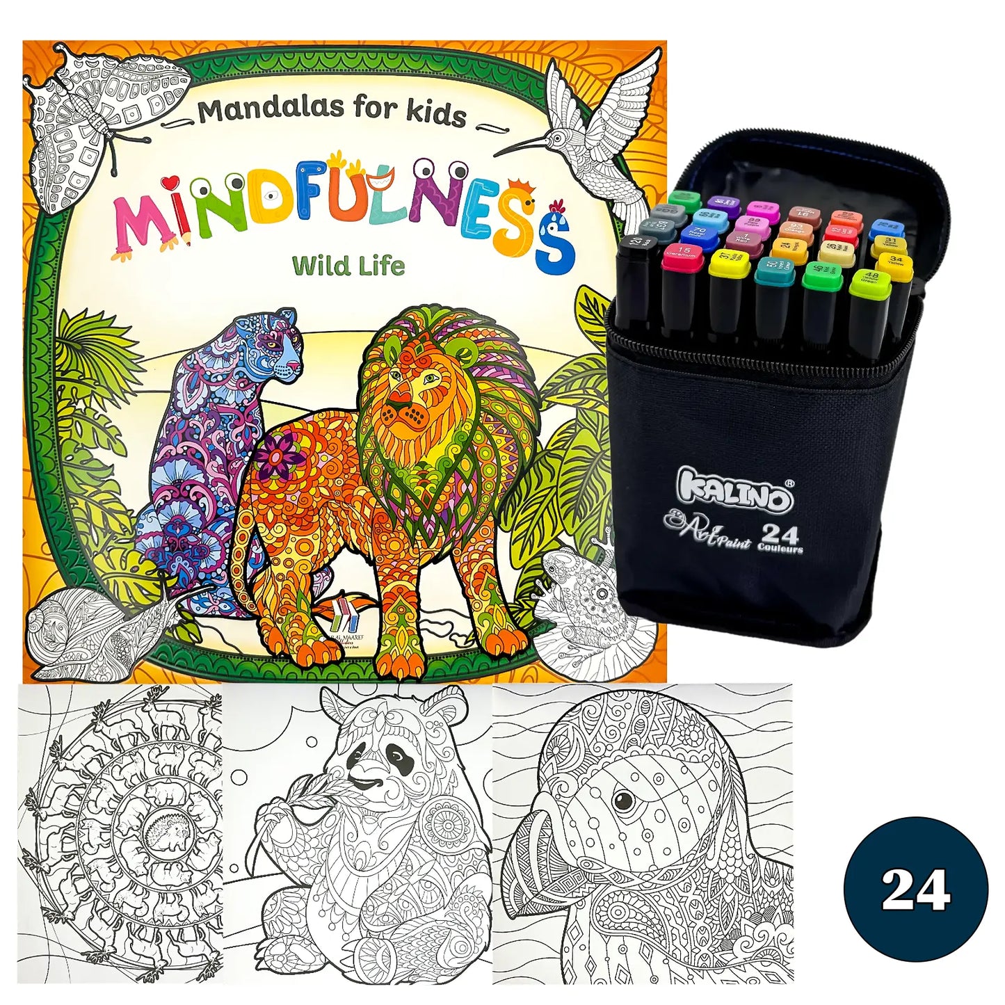 🧘‍♀️ Pack Mandalas + Crayons Graphic Marker — Mindfulness Kids - Librairie Oxford City