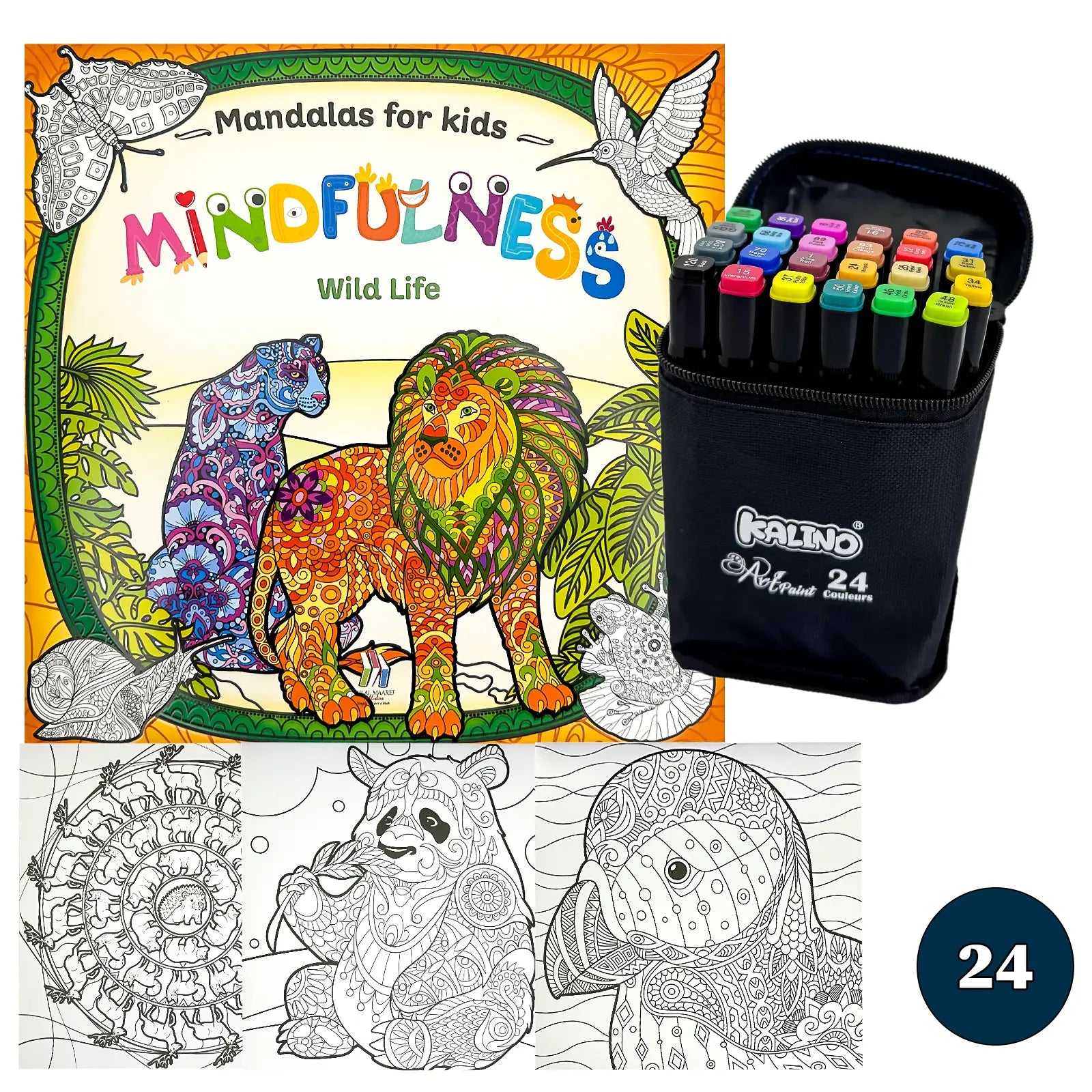 🧘‍♀️ Pack Mandalas + Crayons Graphic Marker — Mindfulness Kids - Librairie Oxford City