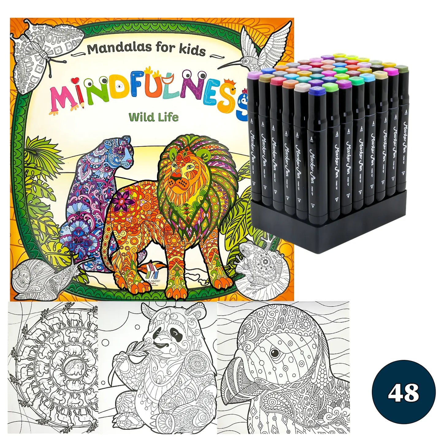 🧘‍♀️ Pack Mandalas + Crayons Graphic Marker — Mindfulness Kids - Librairie Oxford City
