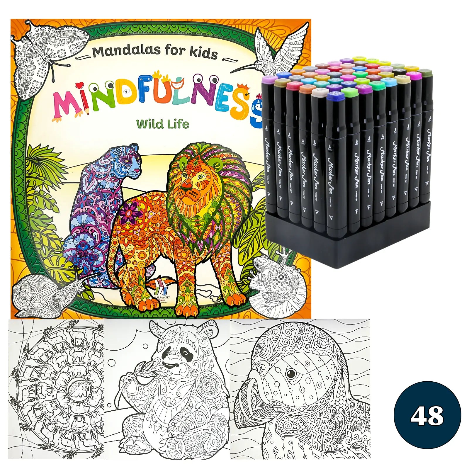 🧘‍♀️ Pack Mandalas + Crayons Graphic Marker — Mindfulness Kids - Librairie Oxford City