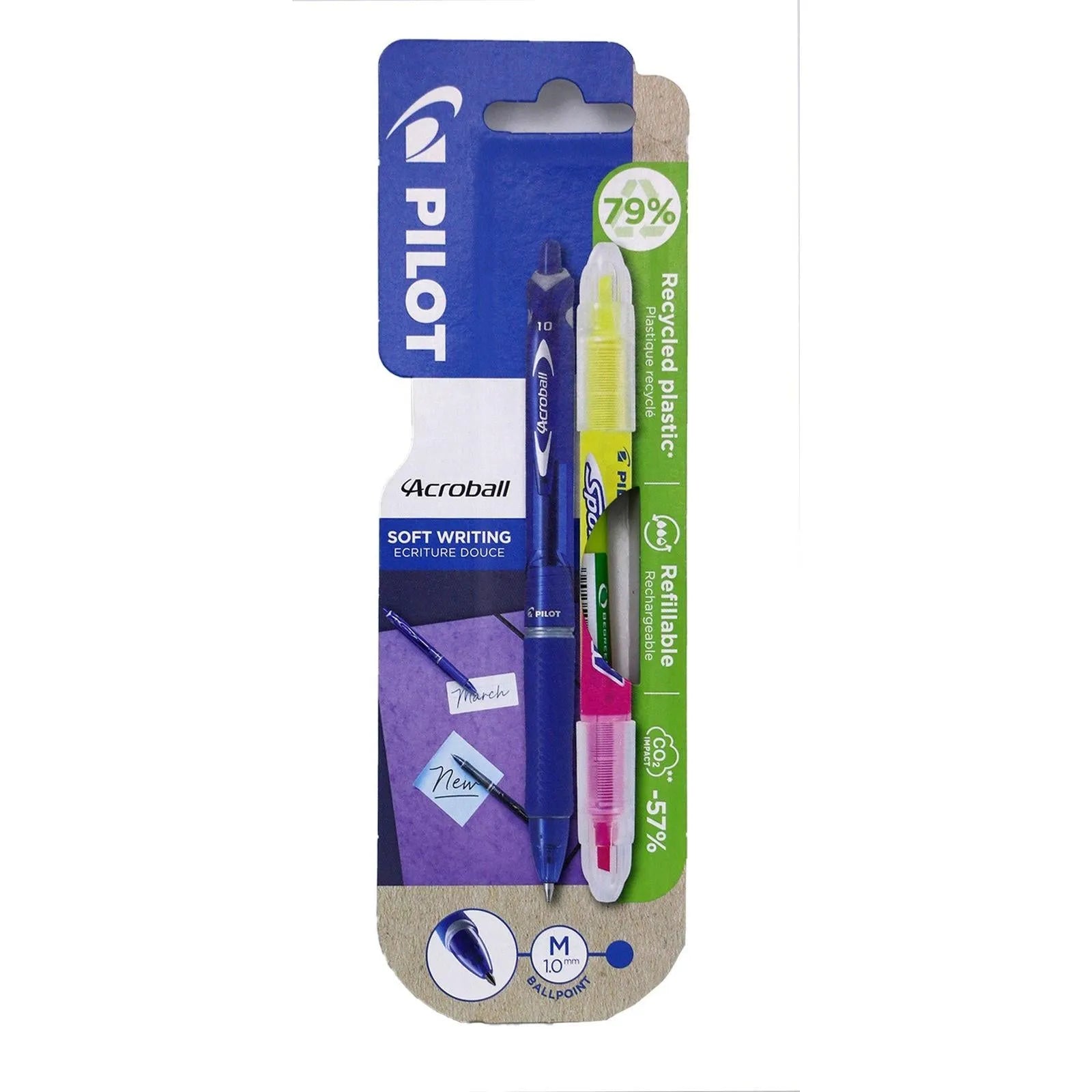 Blister Stylo Acroball Bleu + Spotliter Bicolor Oxford City