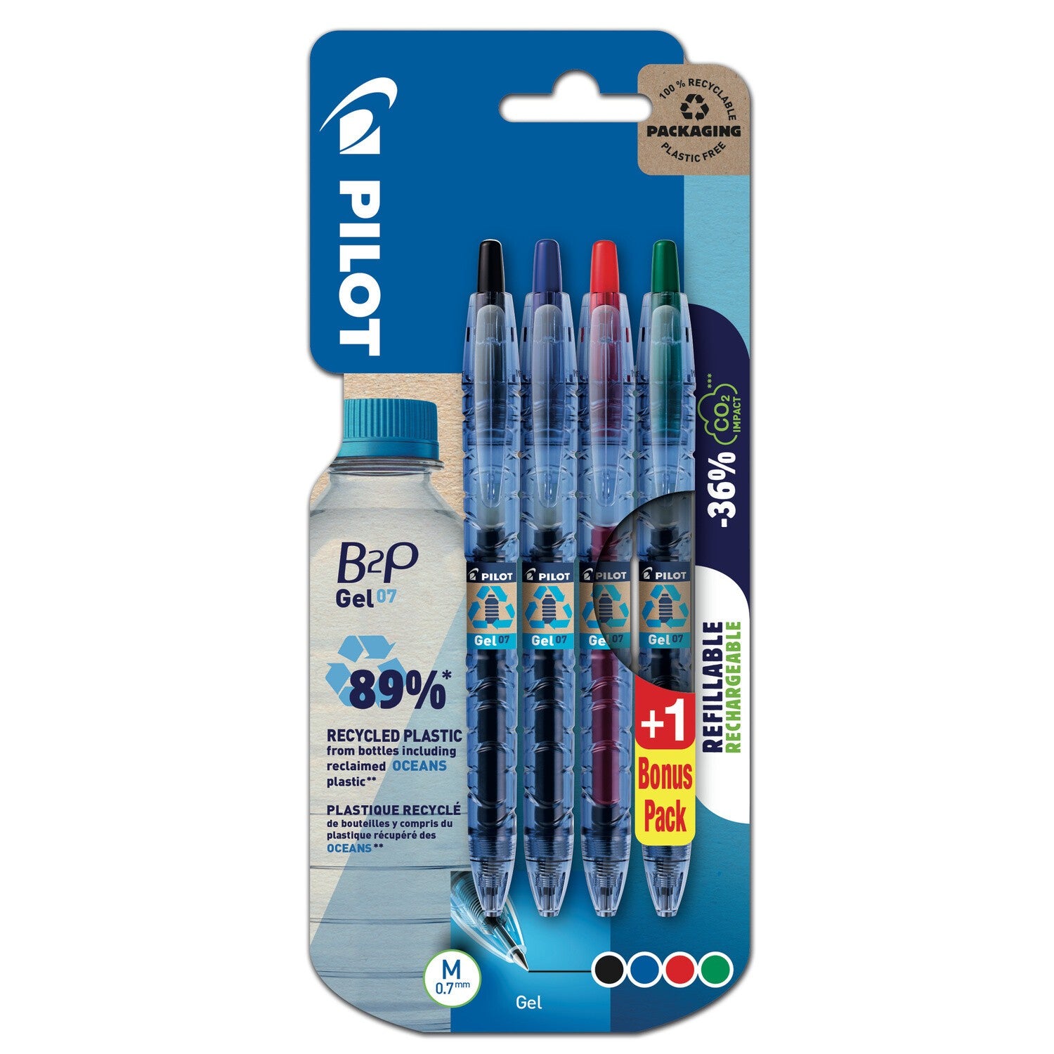 BLISTER 3+1 ST. B2P GEL 0.7 (N.B.R+VERT) PILOT - Librairie Oxford City