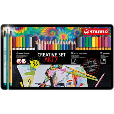Boîte en métal STABILO de 36 pièces Creative Set ARTY - Librairie Oxford City