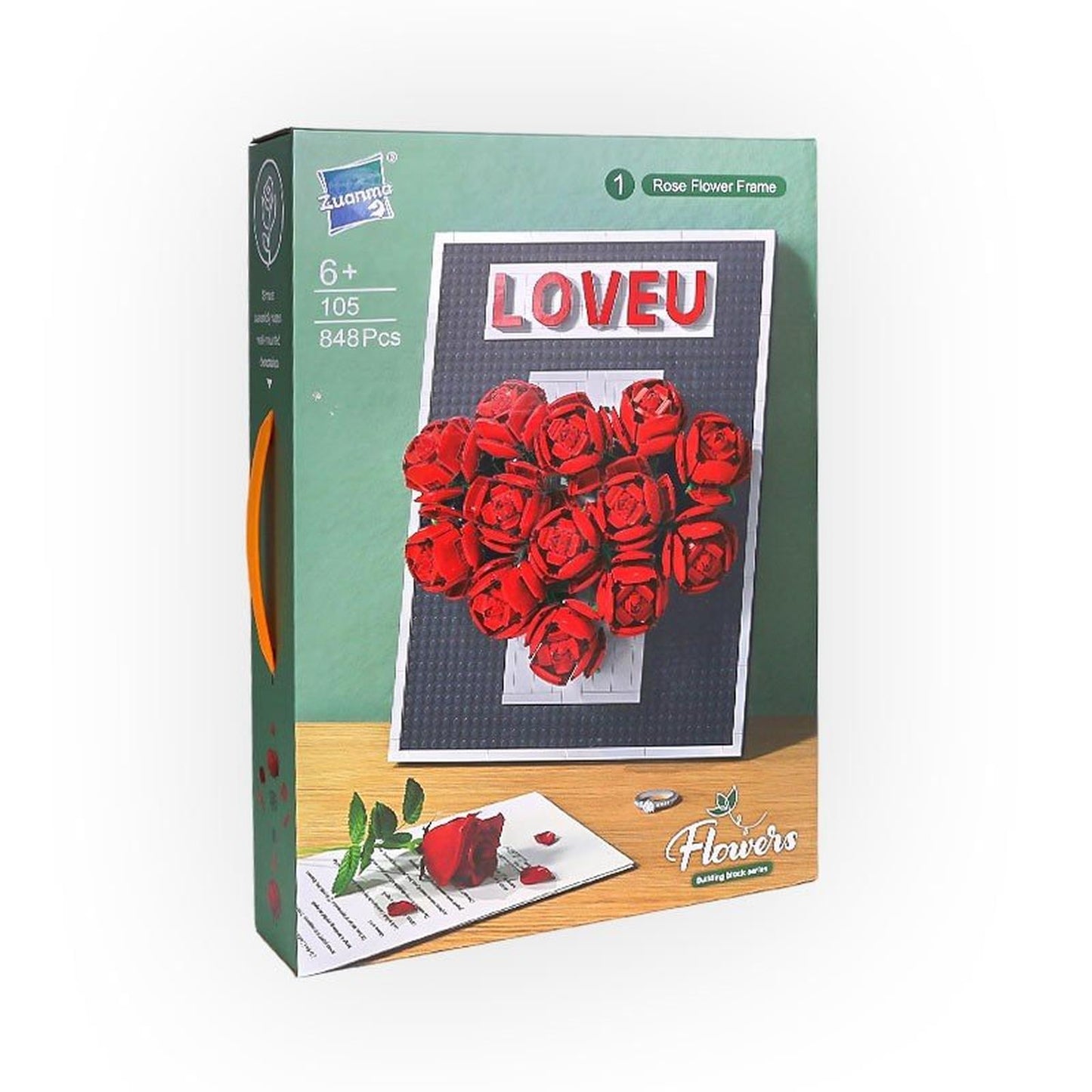 Building Block Flower - Rose Flower Frame - Age 6+ - Zuanma - Librairie Oxford City