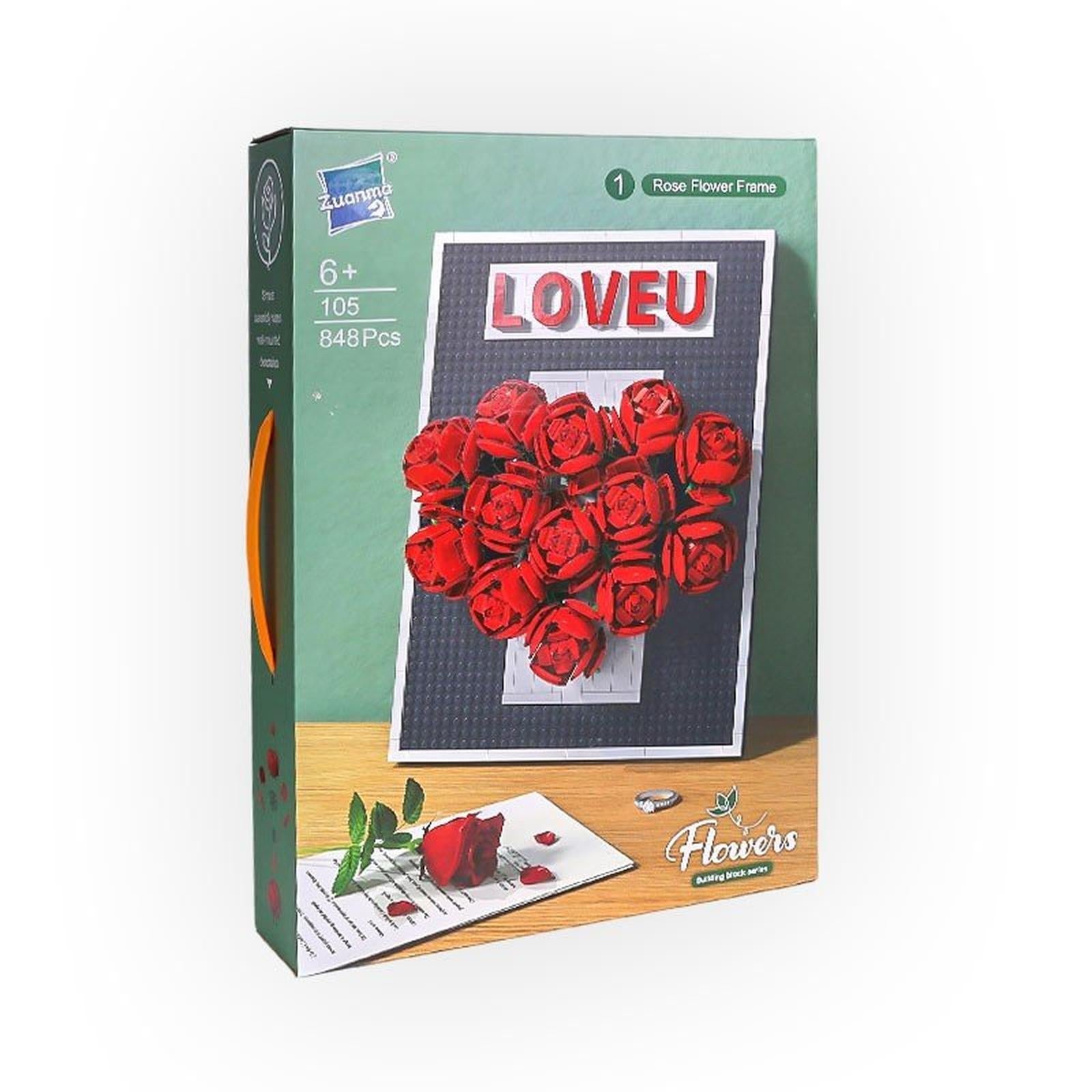 Building Block Flower - Rose Flower Frame - Age 6+ - Zuanma - Librairie Oxford City