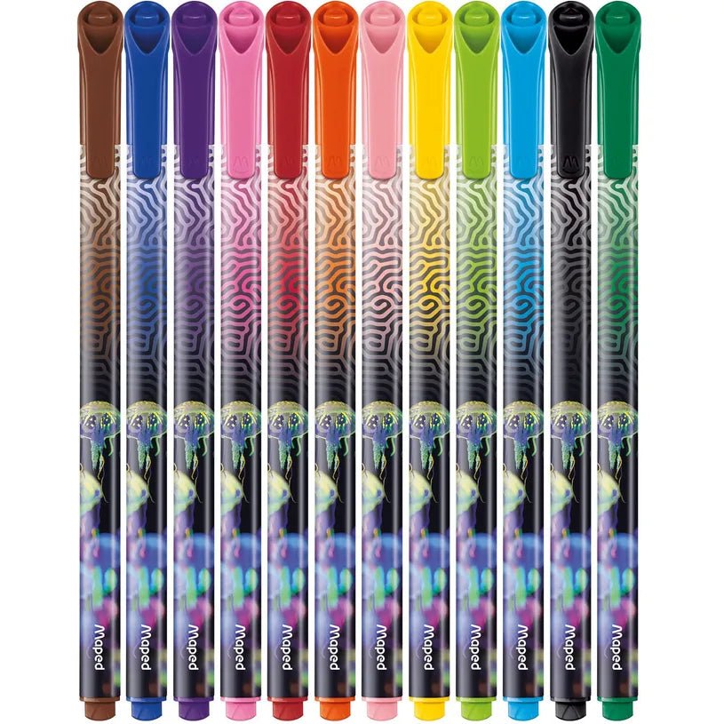 Maped Deepsea Paradise - 12 Feutres Premium - pointe 2,5mm - pochette carton - Librairie Oxford City