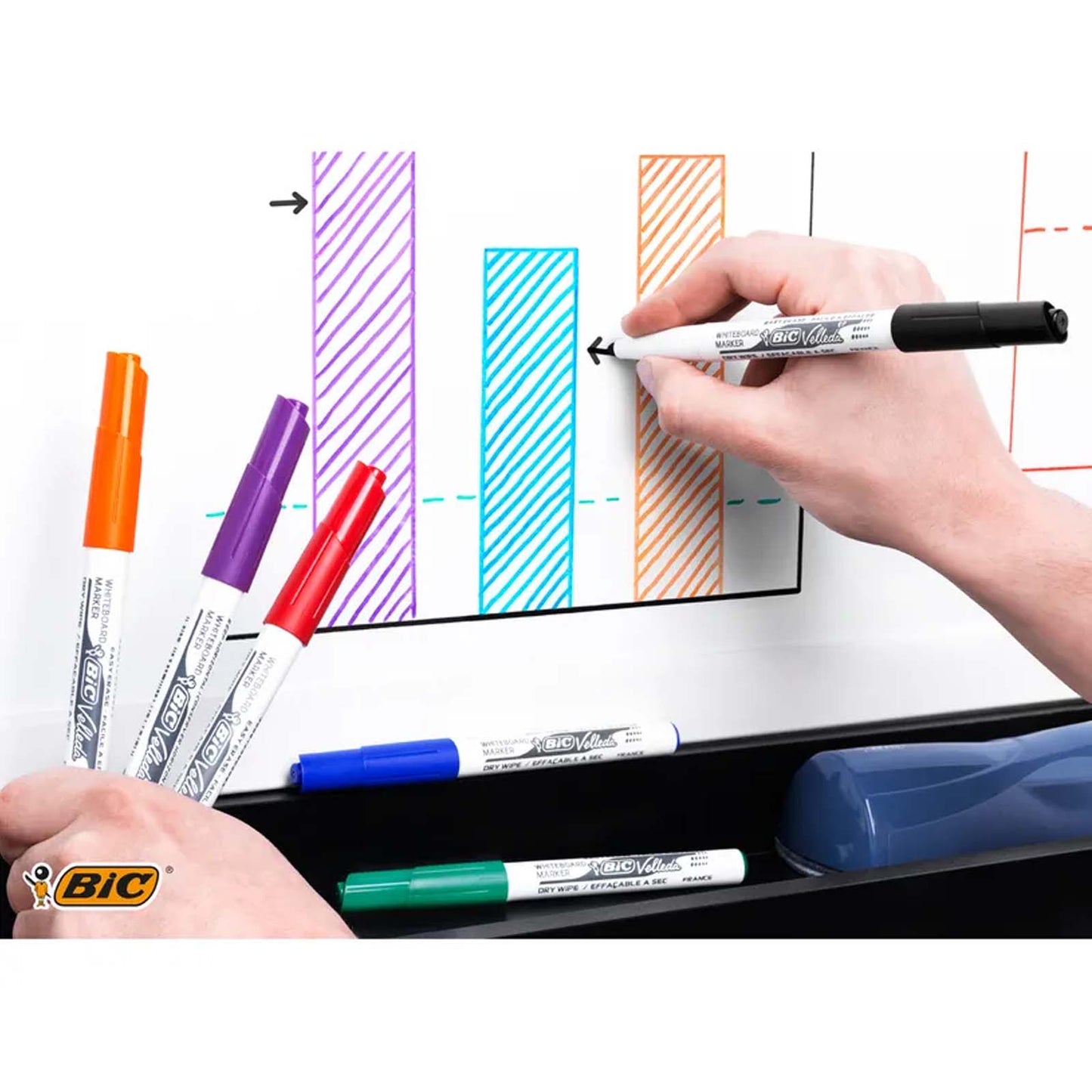 BIC VELLEDA 1741 - Pack de 6 marqueurs effaçables - pointe ogive - couleurs assorties - Librairie Oxford City