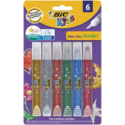 BIC Kids - Lot de 6 Tubes de Colle à Paillettes Métallisées - Librairie Oxford City