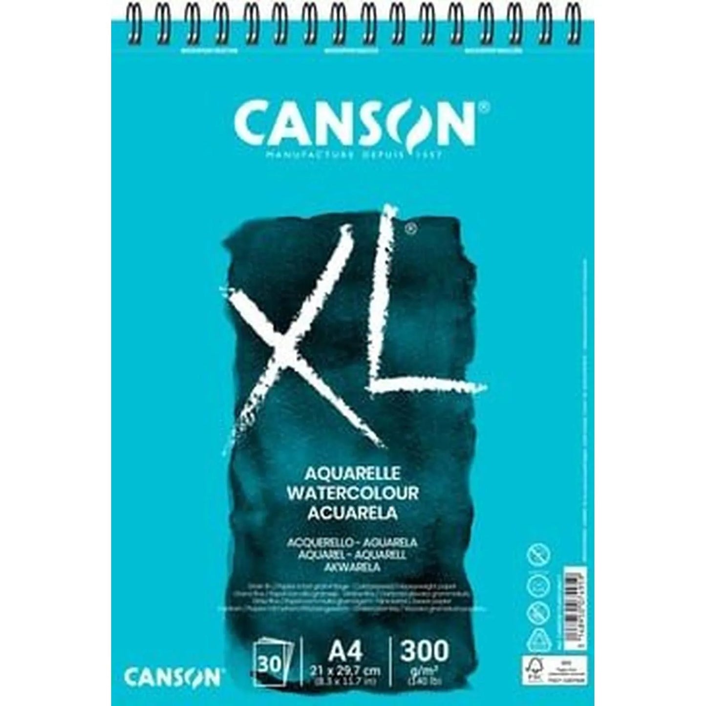 Canson XL Aquarelle - Album reliure à anneaux métalliques - A4 - 30 feuilles - Librairie Oxford City