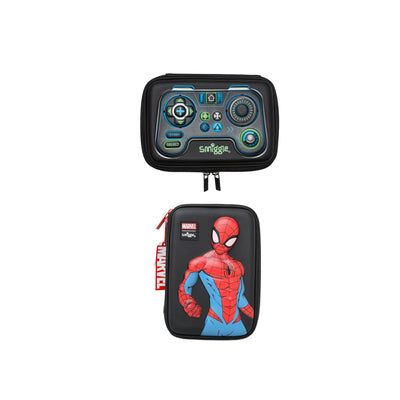 Trousse plate Smiggle Spider-Man design 3D noir rouge et bleu