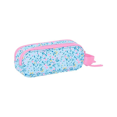 Trousse 2 Zips Fleur Vicky Martín Berrocal — Bleu & Rose - Librairie Oxford City