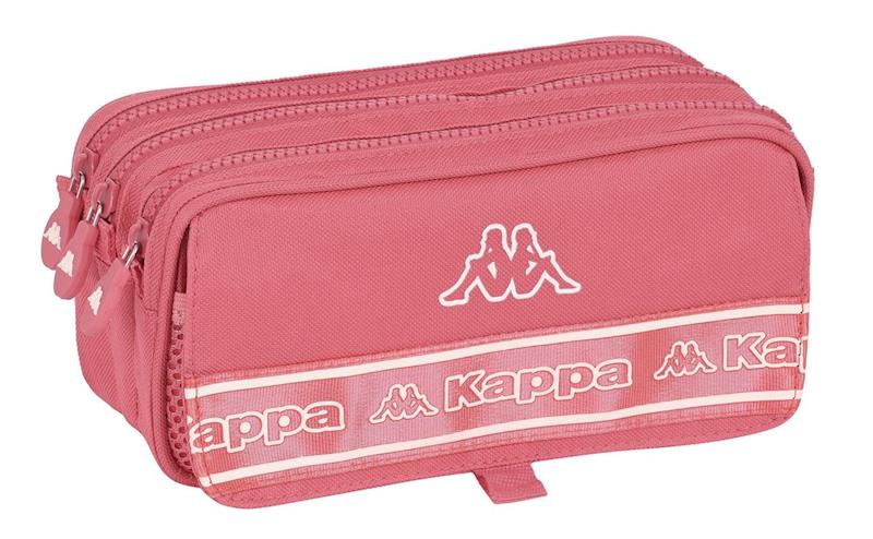 Trousse scolaire Kappa rose 3 compartiments fermeture éclair