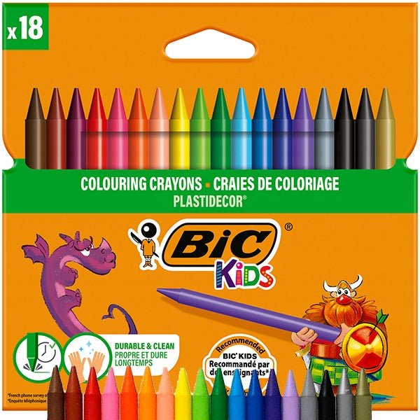 Crayons Plastidecor BIC Kids 18 Couleurs - Librairie Oxford City