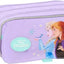 Trousse 3 compartiments Frozen avec Elsa et Anna, coloris violet et turquoise