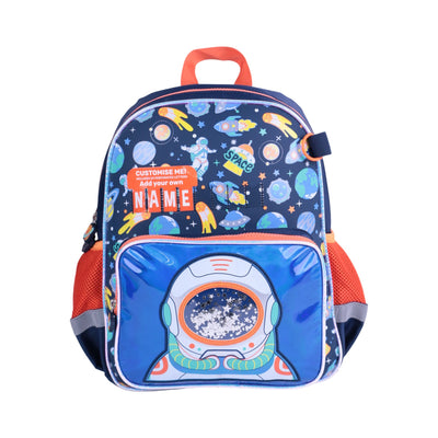 Cartable enfant Vest thème astronaute bleu orange avec poches latérales