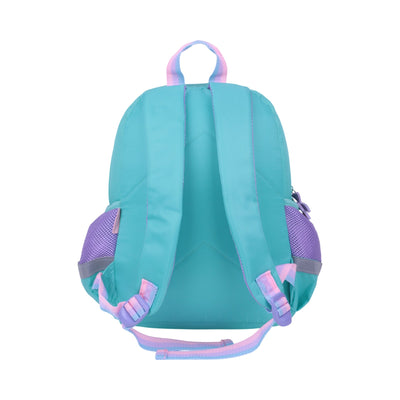 Sac à dos enfant Vest motif sirène turquoise rose et violet avec poche avant transparente