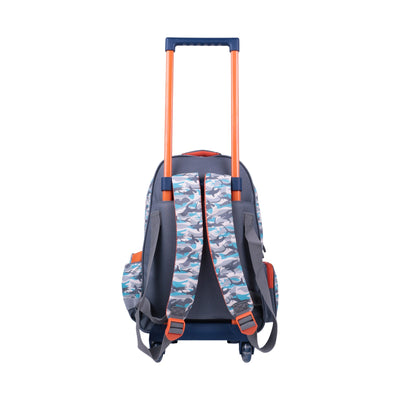 Cartable trolley Vest Shark Attack gris orange à roulettes pour enfant