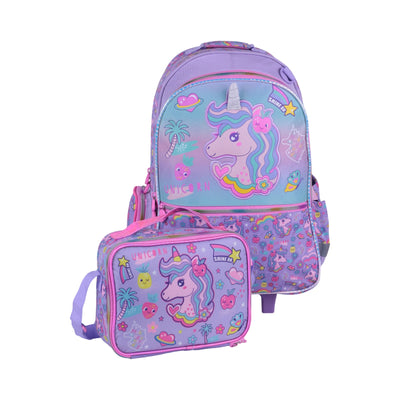 Cartable trolley licorne violet et rose avec poignée télescopique — Vest Réf. 2116