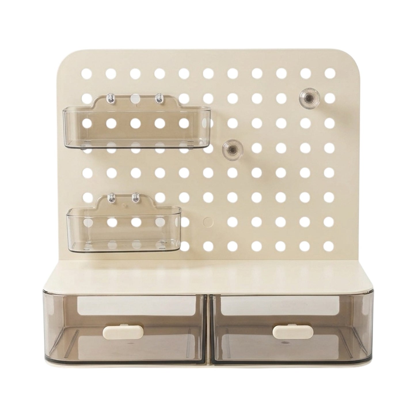Organiseur de Bureau avec Pegboard et Tiroirs Transparents — Blanc / Beige - Librairie Oxford City