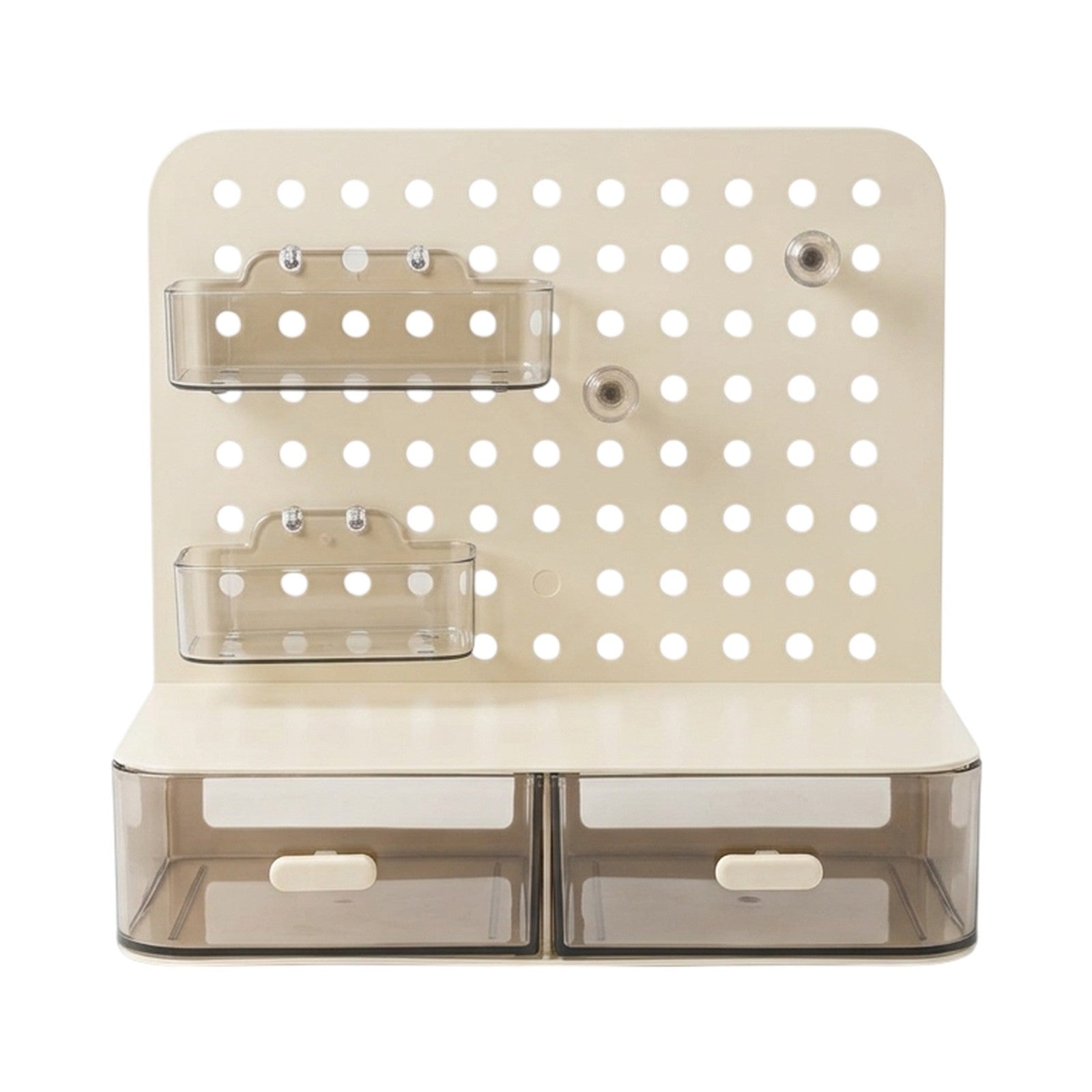 Organiseur de Bureau avec Pegboard et Tiroirs Transparents — Blanc / Beige - Librairie Oxford City