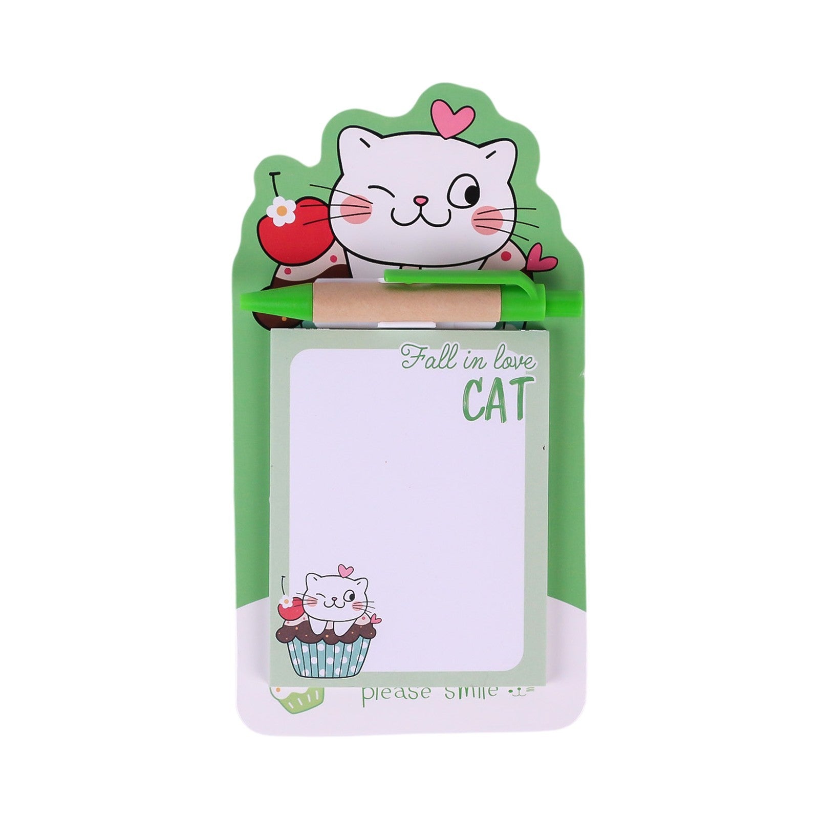Bloc - notes Magnétique Chat Kawaii avec Stylo — Please Smile - Librairie Oxford City