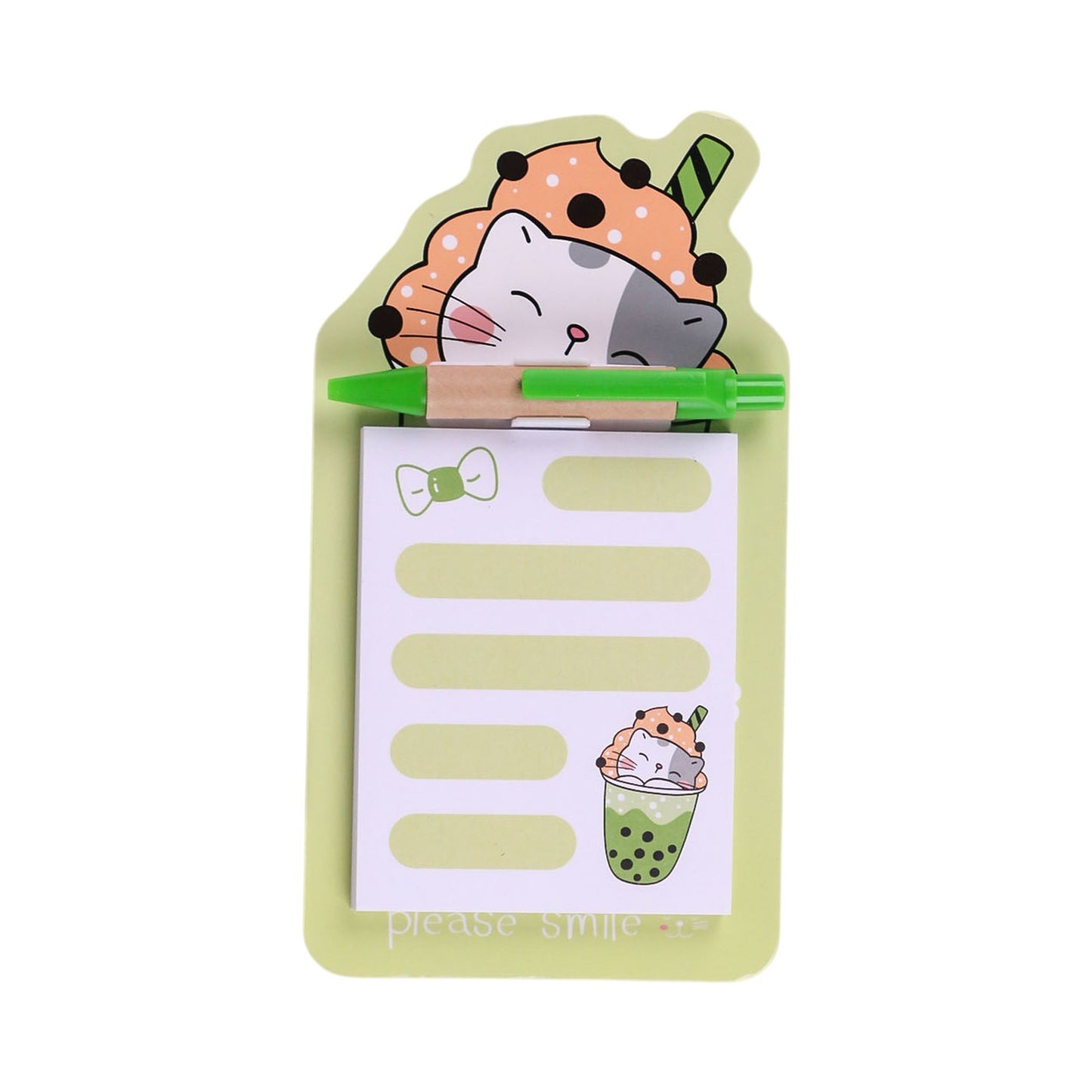 Bloc - notes Magnétique Chat Kawaii avec Stylo — Please Smile - Librairie Oxford City