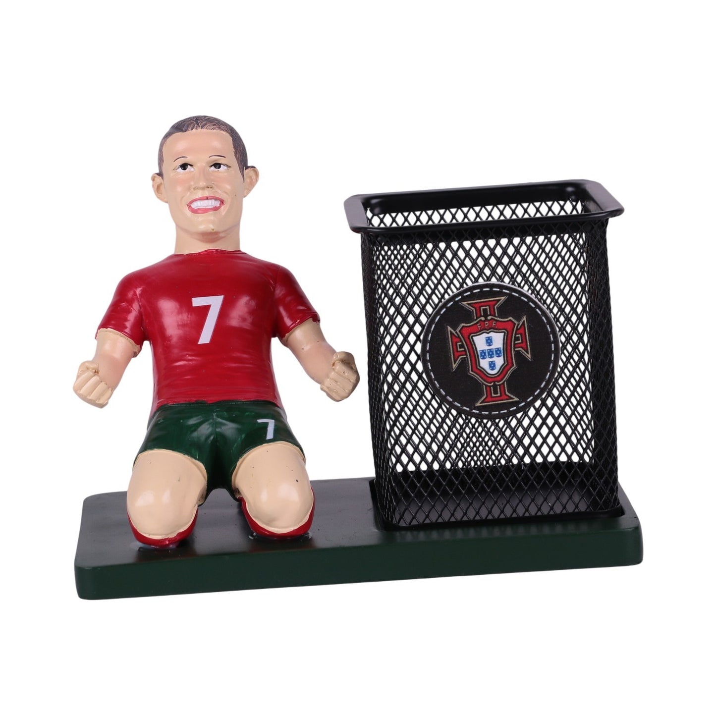 Pot à Stylo en Métal avec Figurine Footballeur en Résine — Décoration Bureau Sport — Réf. GL - 2498 - Librairie Oxford City