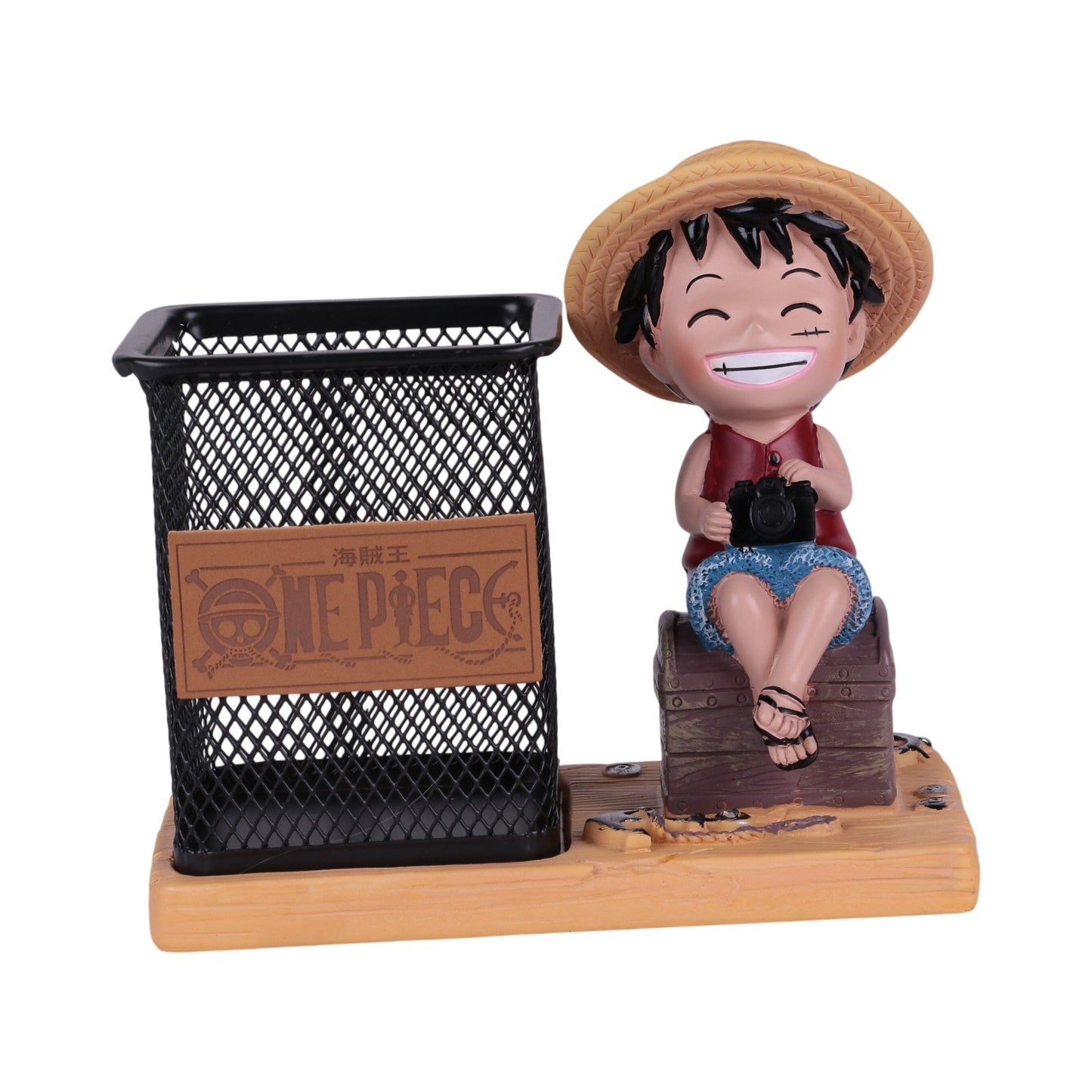 Pot à Stylo en Métal avec Figurine Décorative en Résine — Organisateur de Bureau Fantaisie - Librairie Oxford City
