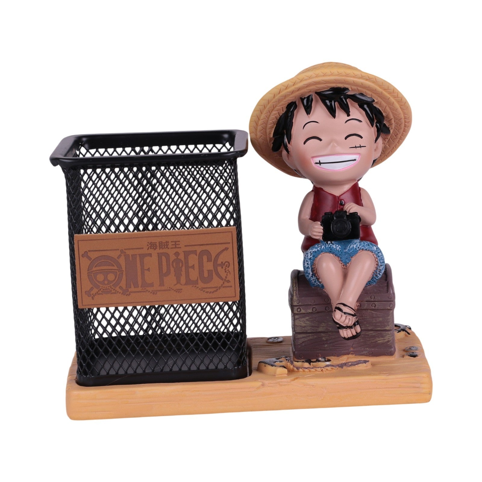 Pot à Stylo en Métal avec Figurine Décorative en Résine — Organisateur de Bureau Fantaisie - Librairie Oxford City