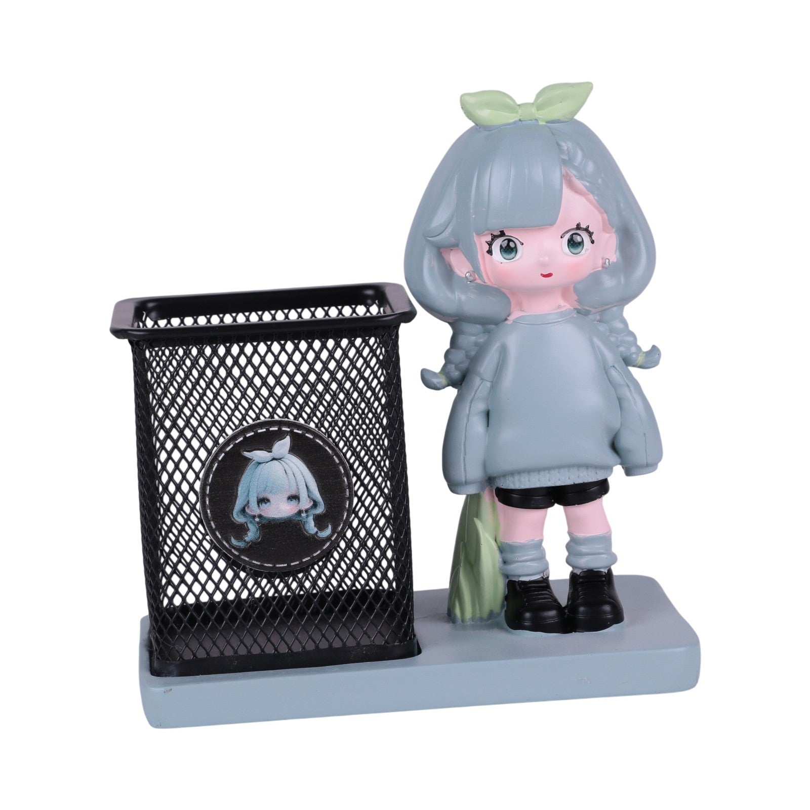 Pot à Stylo en Métal avec Figurine Décorative en Résine — Organisateur de Bureau Fantaisie - Librairie Oxford City