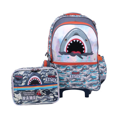 Cartable trolley Vest Shark Attack gris orange à roulettes pour enfant