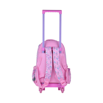 Cartable à roulettes Vest motif chat rose et violet pour fille