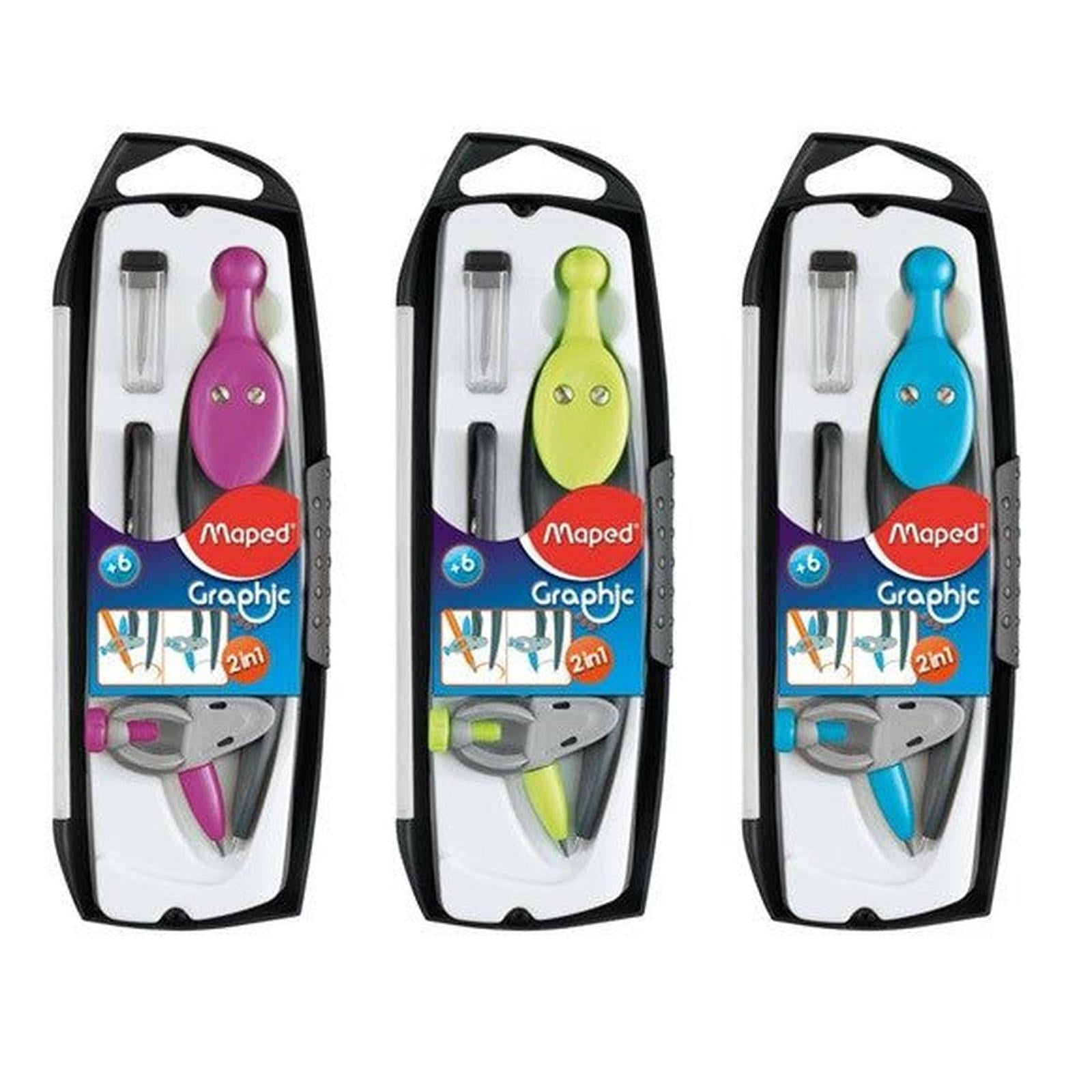 COMPAS GRAPHIC 360° 2EN1 3PCS MAPED - Librairie Oxford City