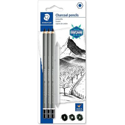 CRAYON FUSAIN BLS DE 3 + ESTOMPE 100C_SBK4 STAEDTLER - Librairie Oxford City