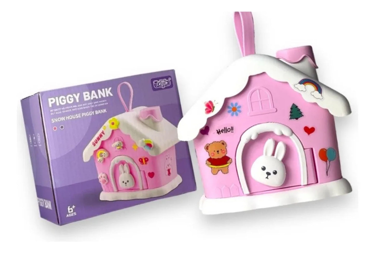 Tirelire Maison Kawaii – Casita Rabbit avec Stickers Décoratifs – Mini Piggy Bank Enfant