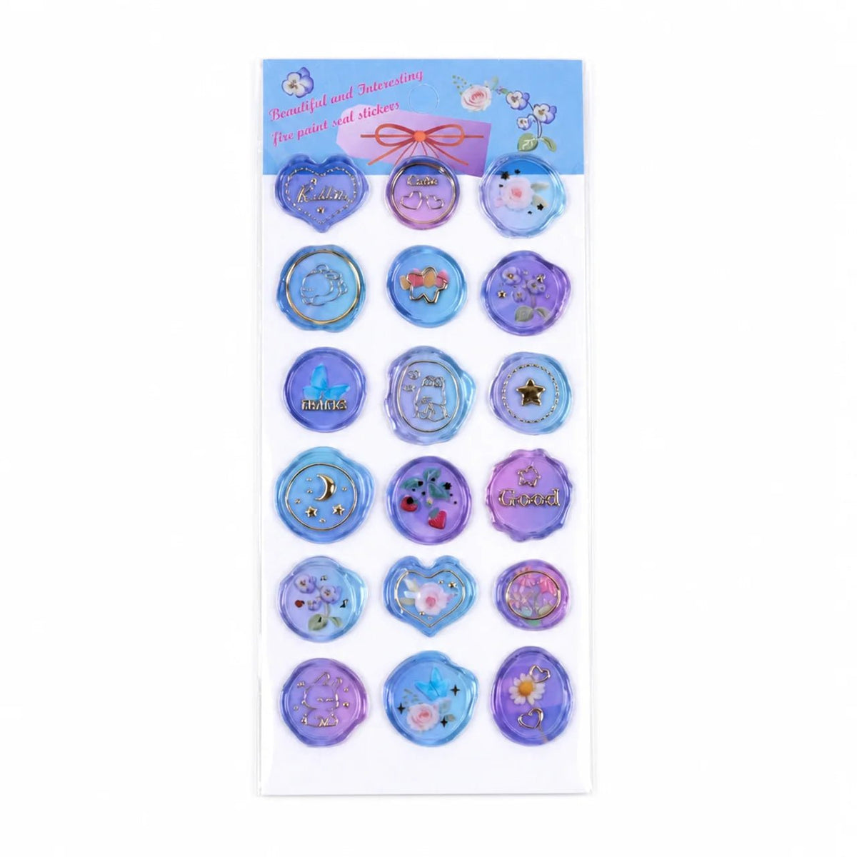 BLS - Planche de Stickers Floraux 3D Effet Tampon - Librairie Oxford City