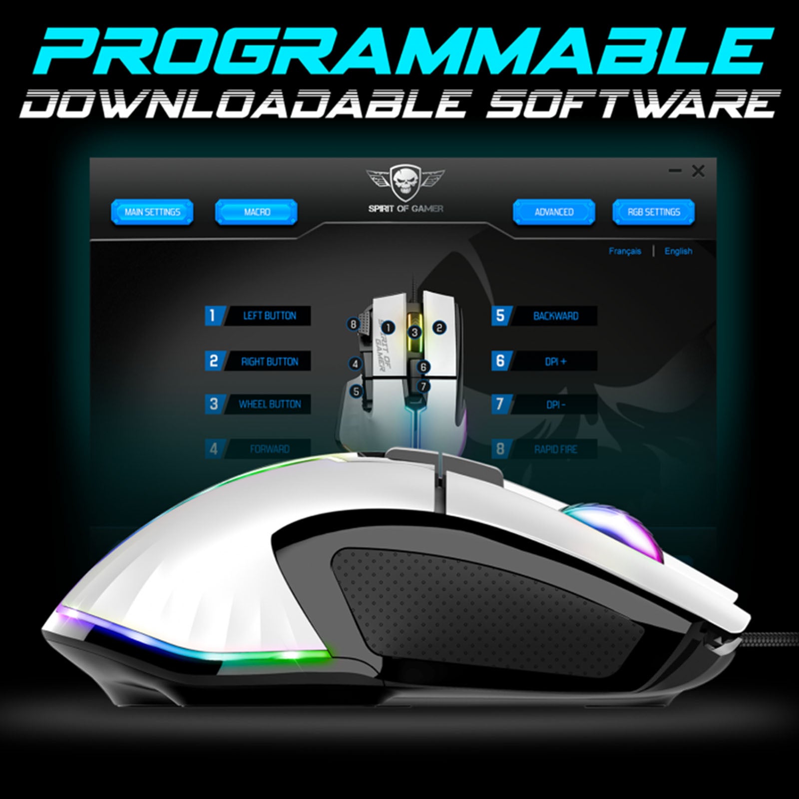 Souris PRO - M5 ARTIC RGB - Librairie Oxford City
